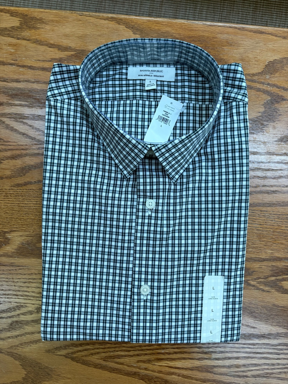 Banana Republic Men’s Black & White Check Dress Shirt